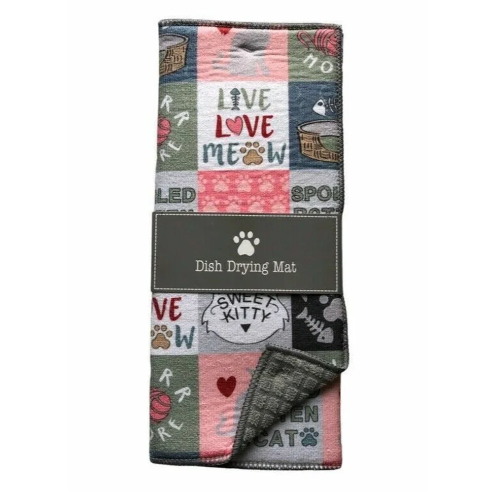 Spoiled Cat Dish Drying Mat Super Absorbent Kitten Kitty 15x20 Pet Lover Meow